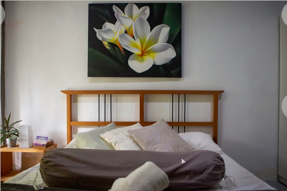 Bed with flower background